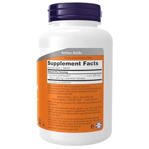 NOW Supplements, L-Carnitine 1,000 mg, Purest Form, Amino Acid, Fitness Support NOWBuy Supplements Australia