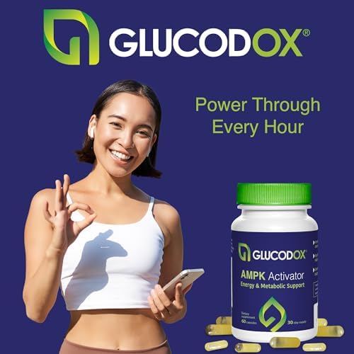 GlucodOX AMPK Activator Supplement – AMPK Enzyme, Metabolism Booster, Guggul Supplement for Body Management & Longevity – Vegan Metabolic Support - 30 Day Supply (60 Capsules) GlucodOXBuy Supplements Australia