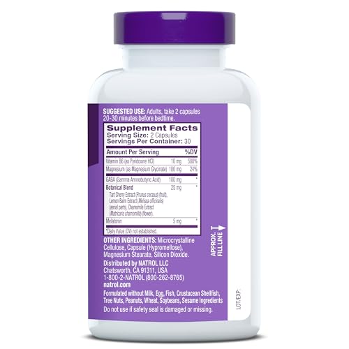 Natrol Sleep & Restore Capsules - Calm Magnesium Glycinate, Magnesium Sleep Aid with GABA, Melatonin 5mg, Botanical Blend, 30 Day Supply NatrolBuy Supplements Australia