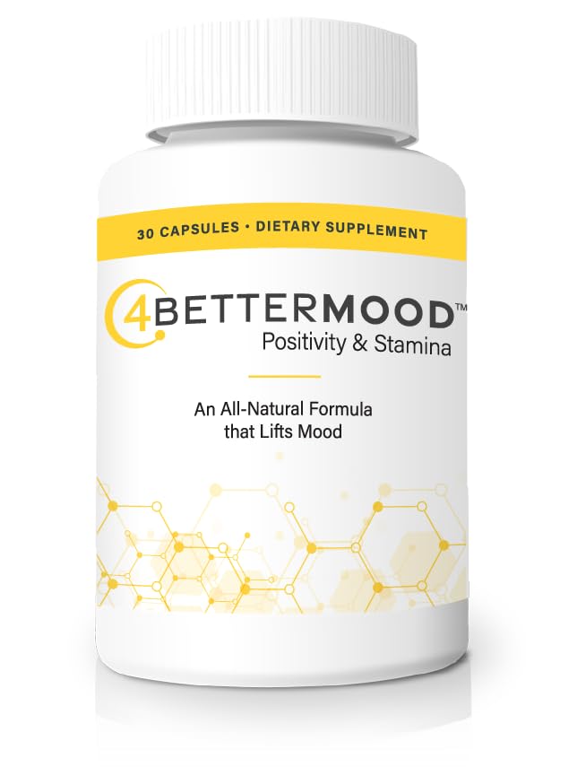4BETTERMOOD Positivity & Stamina Capsule (30ct) Premium Mood Supplement - Enhance Mood & Promote Emotional Balance - Rhodiola, L-Theanine. Bocopa monnnieri, Velvet Bean, Skull Cap & Ashwaganda. - Maple Wellness Supplements