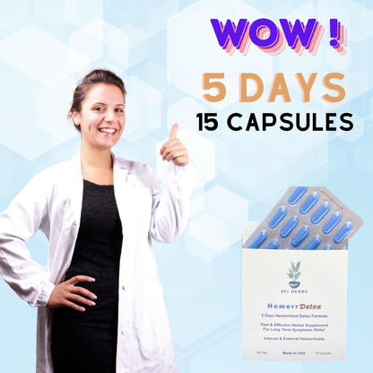 '-5-Day 15 Capsules, Fast & Long-Term Relief, Natual Herbs Formula Remedy, Address Root Causes of Hemorrhoids. - Maple Wellness Supplements