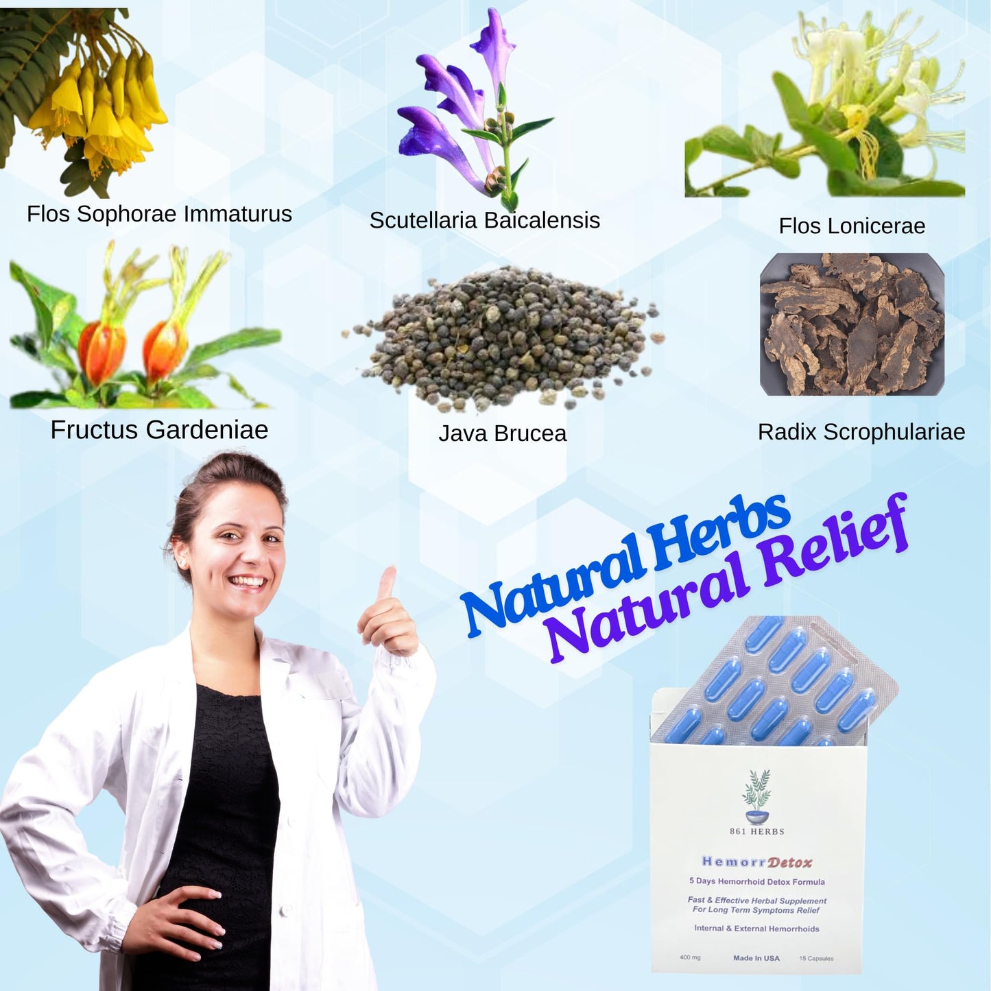'-5-Day 15 Capsules, Fast & Long-Term Relief, Natual Herbs Formula Remedy, Address Root Causes of Hemorrhoids. - Maple Wellness Supplements