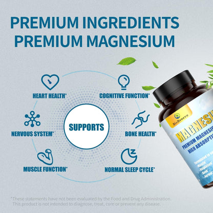 5-in-1 Magnesium Complex | 320mg of Magnesium Glycinate, Malate, Citrate… | Support for Sleep, Muscle Relaxation, and Energy Metabolism | High Absorption | Vegan, Non-GMO | 120 Capsules - Maple Wellness Supplements