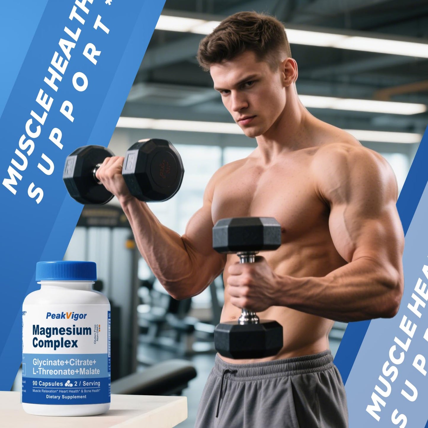 5 in 1 Magnesium Complex, 976mg Complex with Magnesium Glycinate, Citrate, Malate & L-Threonate, Vitamin B6 for High Absorption, Third Party Tested, Gluten-Free, Easy-Swallow Vegan Capsule - Maple Wellness Supplements