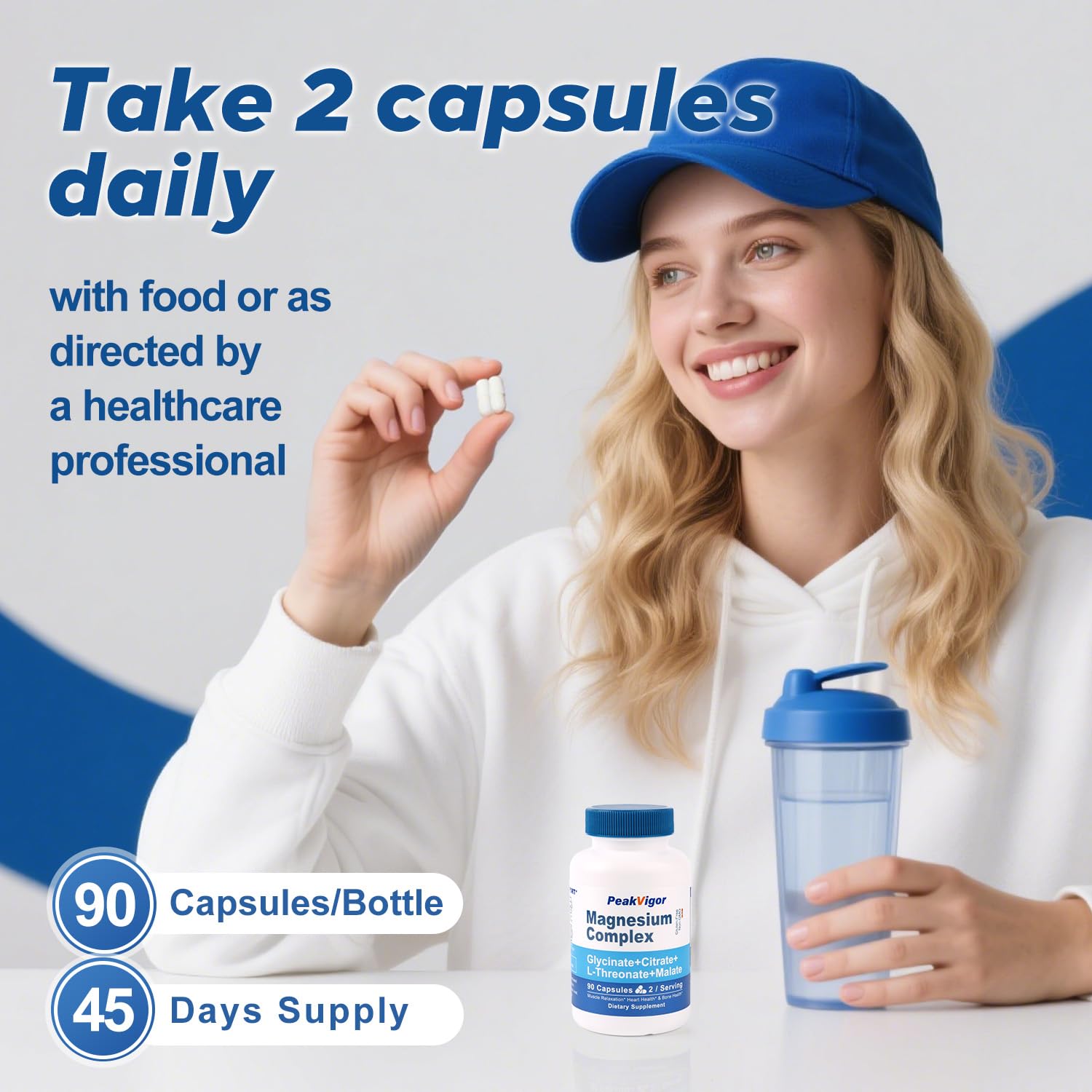 5 in 1 Magnesium Complex, 976mg Complex with Magnesium Glycinate, Citrate, Malate & L-Threonate, Vitamin B6 for High Absorption, Third Party Tested, Gluten-Free, Easy-Swallow Vegan Capsule - Maple Wellness Supplements