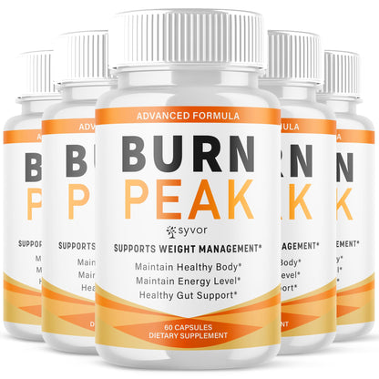 (5 Pack) Burn Peak Capsules, Official Burnpeak Pink Salt Pills with All Natural Ingredients, Advanced Health and Wellness Supplement with Premium Vitamins for Active Lifestyle Support (300 Capsules) - Maple Wellness Supplements