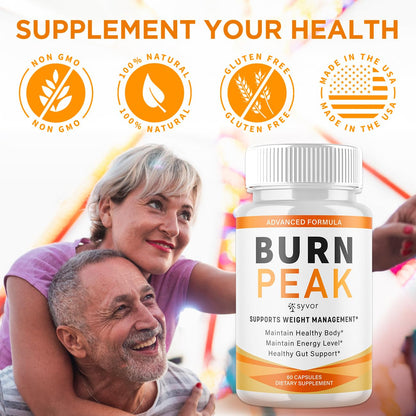 (5 Pack) Burn Peak Capsules, Official Burnpeak Pink Salt Pills with All Natural Ingredients, Advanced Health and Wellness Supplement with Premium Vitamins for Active Lifestyle Support (300 Capsules) - Maple Wellness Supplements