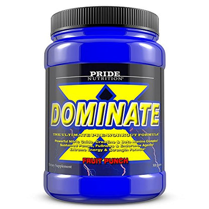 Pride Nutrition Dominate X Pre Workout Supplement - 500g Nitric Oxide & Creatine Pre