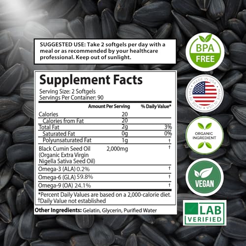 Organic Black Seed Oil Capsules - 3 Month Supply - 180 Count (2000mg Per Serving) Mother Nature Organics Superfoods for Organic LivingBuy Supplements Australia