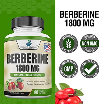 Berberine 1800mg Per Serving, Berberine Supplement, Berberine HCL, Berberine Pills American Standard SupplementsBuy Supplements Australia
