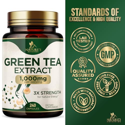Nature's Green Tea Extract Pills 98% Standardized EGCG 1000mg - 3X Strength for Natural Nature's NutritionBuy Supplements Australia