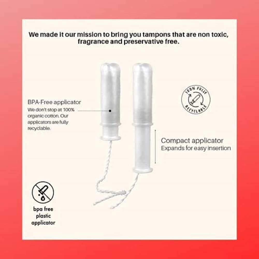 MYBOXSHOP Organic Tampons - 100% Pure Organic Cotton Tampons with BPA-Free Applicator MYBOXSHOPBuy Supplements Australia