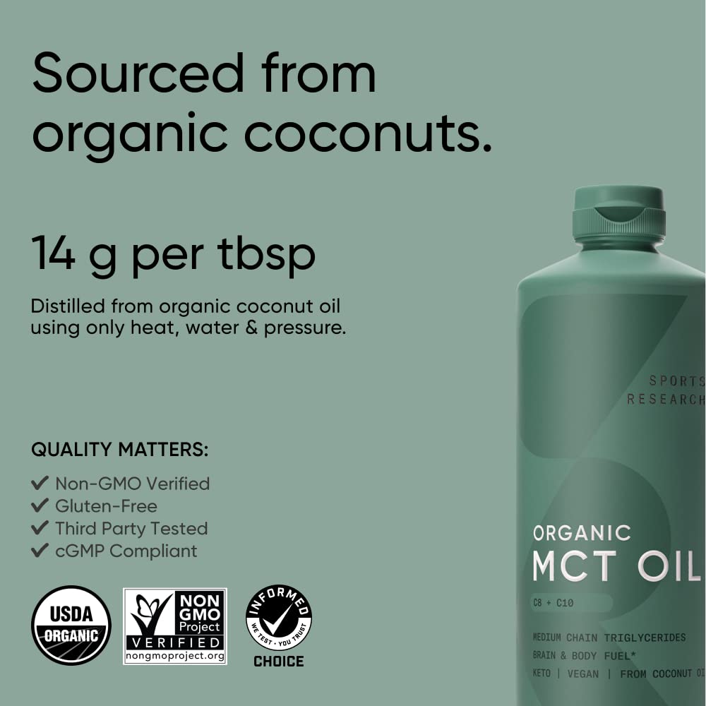 Sports Research Keto MCT Oil from Organic Coconuts - Fatty Acid Fuel for Body Sports ResearchBuy Supplements Australia