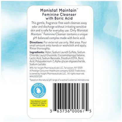 Monistat Boric Acid Feminine Cleanser, Fragrance Free Feminine Wash, 16 Fl Oz, 1 Pack MonistatBuy Supplements Australia