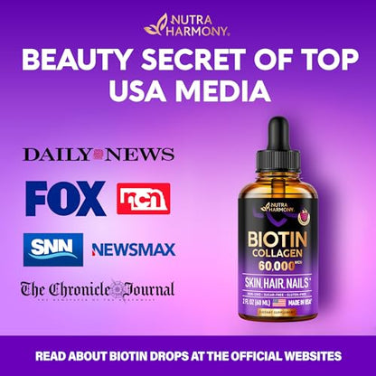 Liquid Biotin & Collagen - Vitamins for Hair Growth Support for Women & Men NUTRAHARMONYBuy Supplements Australia