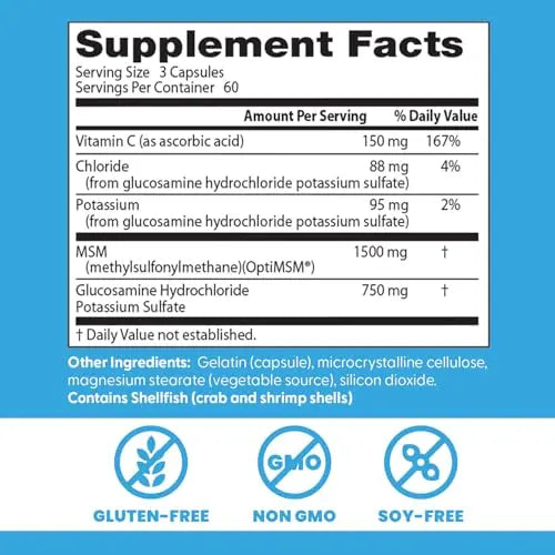 Doctors Best Synergistic Glucosamine MSM Formula, Joint Support, Non-GMO, Gluten Free, Soy Free 180 Capsules Doctor's BESTBuy Supplements Australia