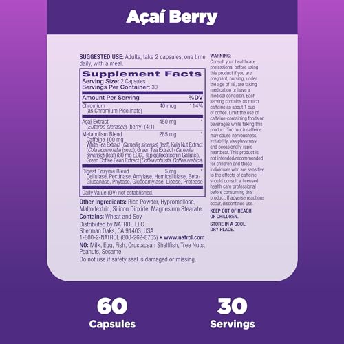 Natrol Acai Berry Diet, 60 Capsules NatrolBuy Supplements Australia