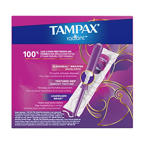 Tampax Radiant Tampons Multipack, Regular/Super/Super Plus Absorbency, With Leakguard Braid TampaxBuy Supplements Australia