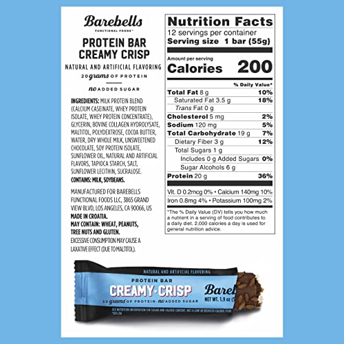 Barebells Protein Snacks Bars Creamy Crisp - 12 Count, 1.9oz Bars 55g of High Protein BAREBELLSBuy Supplements Australia