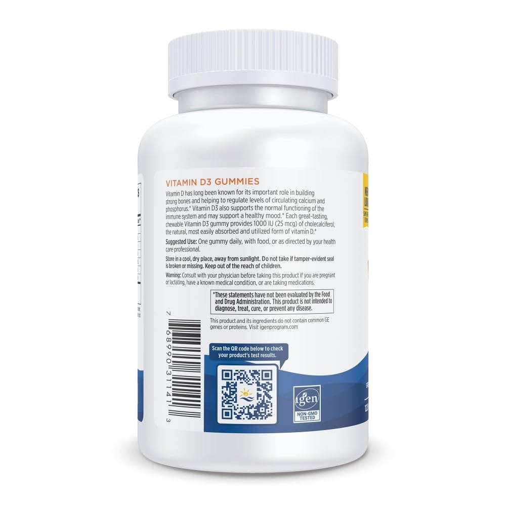 Nordic Naturals Vitamin D3 Gummies, Wild Berry - 120 Gummies - 1000 IU Vitamin D3, 1.4 mg Iron - Great Taste - Healthy Bones, Mood & Immune System Function - Non-GMO - 120 Servings Nordic NaturalsBuy Supplements Australia