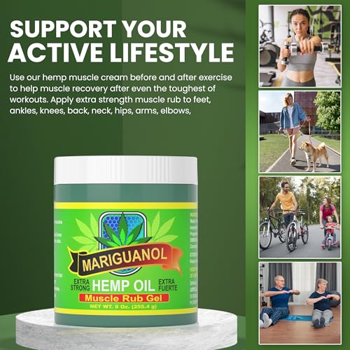 MARIGUANOL Extra Strong Muscle Rub Gel with Hemp Oil, Menthol & Camphor – Cooling, Fast-Absorbing Topical Gel for Post-Workout Active Lifestyles – Net Wt. (9 Ounce) MARIGUANOLBuy Supplements Australia