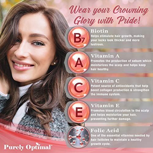 Premium Hair Vitamins Supplement-Gummy Vitamins w/Biotin, Folic Acid, Vitamins A&D Purely OptimalBuy Supplements Australia