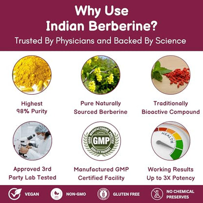 SHRISHA HERBAL Indian Berberine 1500mg - Berberine HCl 500mg Per Capsule - Support SHRISHA HERBALBuy Supplements Australia