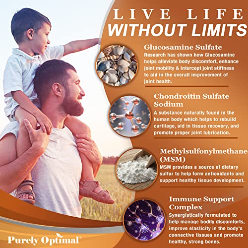 Purely Optimal Premium Glucosamine Chondroitin MSM Supplement Tablets w/Turmeric Purely OptimalBuy Supplements Australia