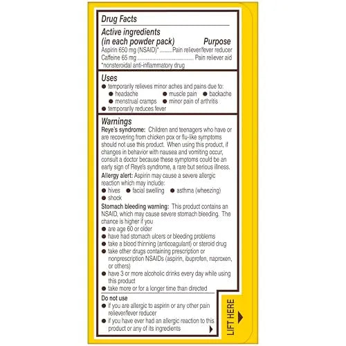 Bayer® Rapid Relief, Dissolvable Raspberry Flavor, Powder Packs with Aspirin & Caffeine, Fast Acting Headache Relief, Muscle and Body Pain Reliever, 30ct BayerBuy Supplements Australia
