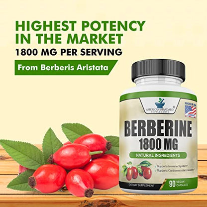 Berberine 1800mg Per Serving, Berberine Supplement, Berberine HCL, Berberine Pills American Standard SupplementsBuy Supplements Australia