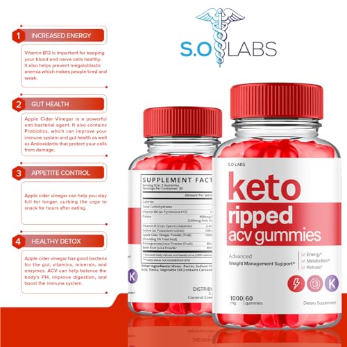 (2 Pack) Keto Ripped ACV Gummies Advanced Weight Loss, Keto Ripped Keto + ACV Gumm S.O LabsBuy Supplements Australia