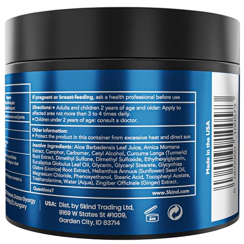 5Kind DMSO Cream for Pain Relief 4 fl oz - 99.9% Pure DMSO Pharmaceutical Grade Cream - Aloe Vera, Magnesium, Arnica & Menthol - Topical Muscle and Joint Pain Relief - Registered NDC - Made in USA 5kind clinical skincareBuy Supplements Australia