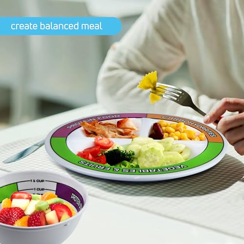 Portion Control Bariatric Plates and Bowls Set of 2 (4pcs Total) - Self-Measuring Plates HeroFiberBuy Supplements Australia