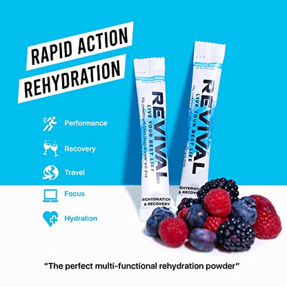 Revival Rapid Rehydration Electrolytes Powder - High Strength Vitamin C, B1, B3, B5, B12 Revival ShotsBuy Supplements Australia