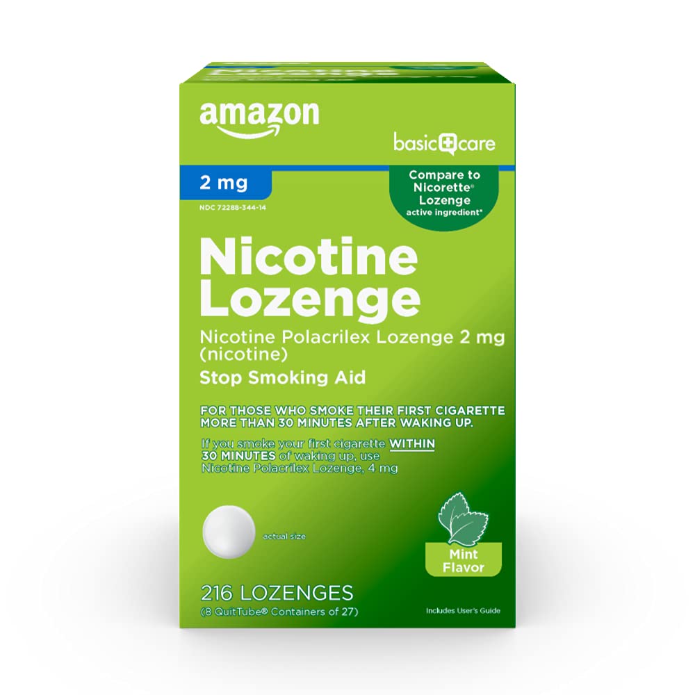 Amazon Basic Care Nicotine Polacrilex Lozenge, 2 mg (Nicotine), Mint Flavor Amazon Basic CareBuy Supplements Australia