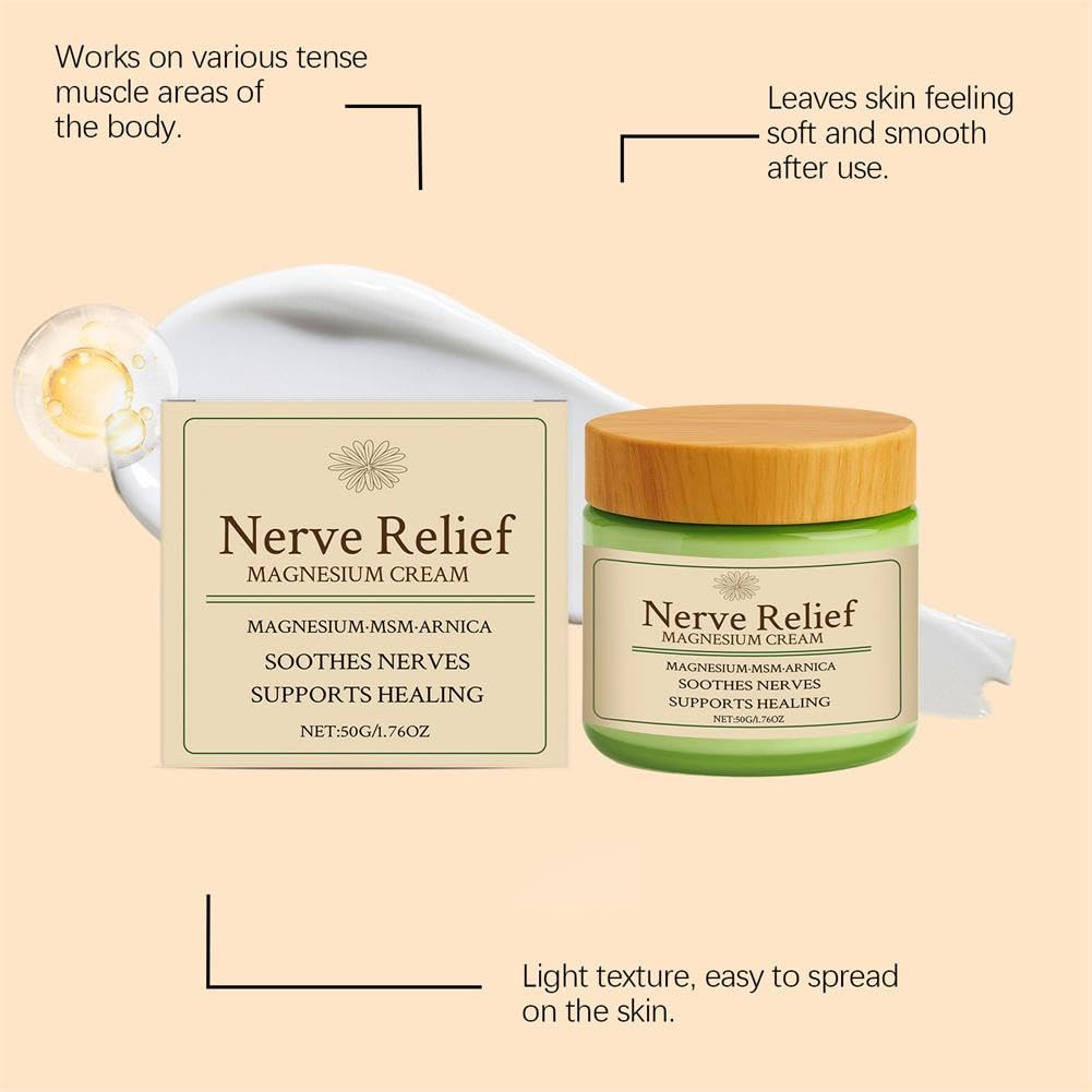 Total Relief Magnesium Cream - Nerve Relief Magnesium Cream with MSM & Arnica,Total ReliefCream for Muscle Relaxation, Soothes Nerves & Daily Soothing Support, Deep Hydration,50g/1.76oz Aus HealthcareBuy Supplements Australia