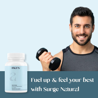Mars Sea Moss Caps Surge Natural (60N) | Packed with 84 Essential Minerals | Powered with Black Seed Oil, Surgemax & Vitamin D3 | Overall Well-Being - Pack of 3 mars by GHCBuy Supplements Australia