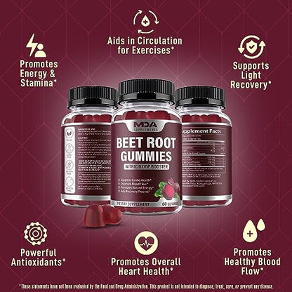 Beet Root Gummies with CoQ10, Energy, and Circulation Support, Pre Workout Nitric Oxide MDA SupplementsBuy Supplements Australia