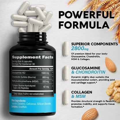 Glucosamine | Chondroitin | MSM | Collagen - 2800 mg Joint Support Supplement NUTRAHARMONYBuy Supplements Australia