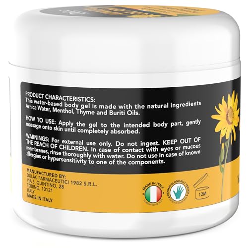 Dulac Arnica Body Massage Gel – Water-Based Cosmetic Massage Gel with Arnica Montana, Fast-Absorbing Lightweight Texture, Non-Greasy Feel, Dermatologically Tested, 16.9 fl oz DULÀC FARMACEUTICI 1982Buy Supplements Australia
