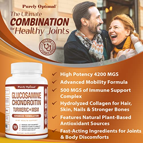 Purely Optimal Premium Glucosamine Chondroitin MSM Supplement Tablets w/Turmeric Purely OptimalBuy Supplements Australia