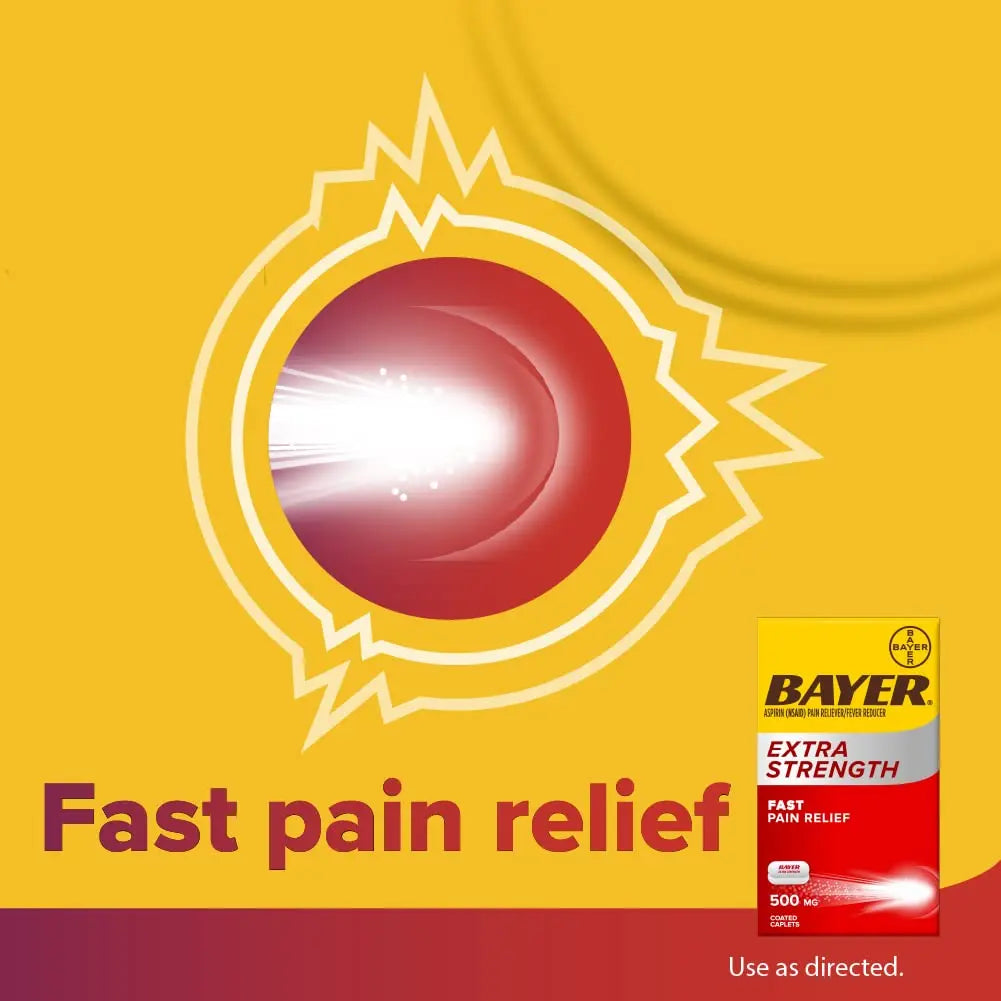 Bayer Aspirin Extra Strength, Aspirin 500mg, Pain Relief Pills, Fever Reducer and Headache Relief for Adults, 100 ct BayerBuy Supplements Australia