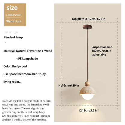 Spherical Wabi Sabi Pendant Light Natural Stone Retro Japanese Style Yellow Travertine Pendant Lighting Vintage Mini Wood Nordic Hanging Light for Kitchen Island Dining Room Bedroom Hallway Bedside OROILUPUBuy Supplements Australia