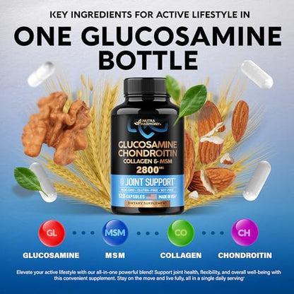 Glucosamine | Chondroitin | MSM | Collagen - 2800 mg Joint Support Supplement NUTRAHARMONYBuy Supplements Australia