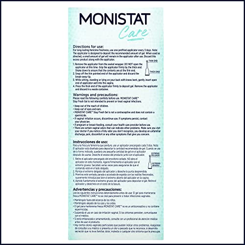 Monistat Stay Fresh Gel, Odor Eliminating Gel for Feminine Care, Fragrance Free Vaginal Gel, Prefilled MonistatBuy Supplements Australia