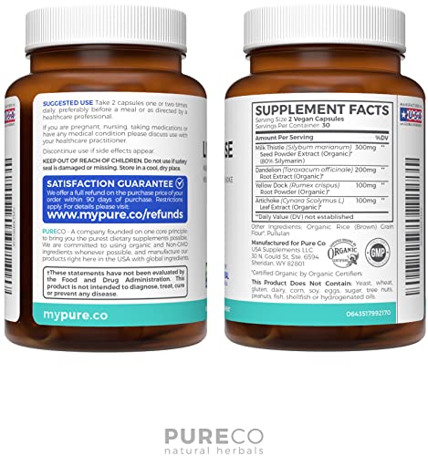 Organic Liver Cleanse Detox & Repair (Vegan, Non-GMO) Milk Thistle Extract (80% Silymarin) PURE COBuy Supplements Australia