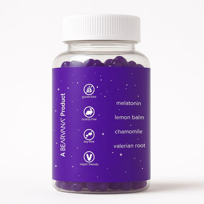 BEARVANA Sleep Gummies with Melatonin | Grape Flavored Vegan Sleep Supplement with Lemon Balm, Chamomile & Valerian Root | Night time Relaxation & Rest Support | 60 Gummies BEARVANABuy Supplements Australia