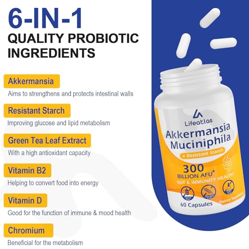 300 Billion AFU Akkermansia Muciniphila - Live Akkermansia Probiotics for Women & Men LifeatlasBuy Supplements Australia