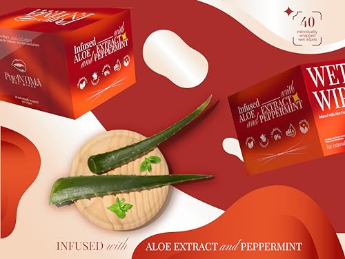 Feminine Wipes - Flushable Wet Wipes - Individually Wrapped 40 Units - pH Balanced- Alcohol-Free PureIntimaBuy Supplements Australia