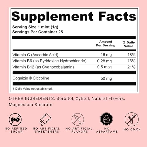 NOOZ Focus Mints Refill Bag - Caffeine-Free Brain Booster for Mental Clarity-Tangerine & Lemon Flavor | Sugar-Free, Travel-Friendly Supplement with Vitamin C, B6, B12 - Non-GMO, Clean Label, 150 Mints NOOZBuy Supplements Australia